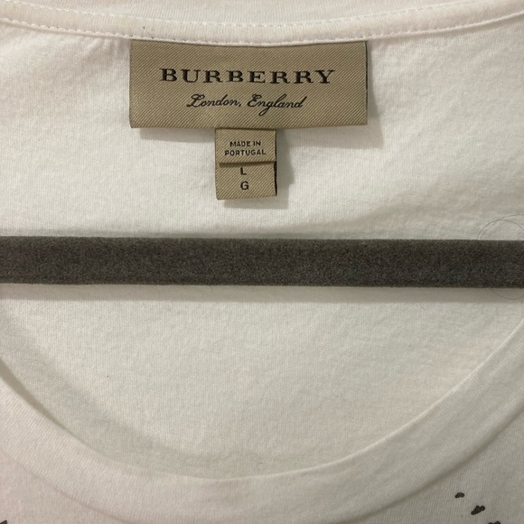 PRELOVED AUTHENTIC WOMENS BURBERRY DOODLE PRINT TSHIRT LARGE - Picture 5 of 6